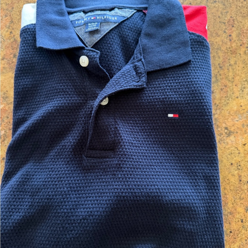 Tommy Hilfiger Dark Blue Polo with Red Accent size 12/14